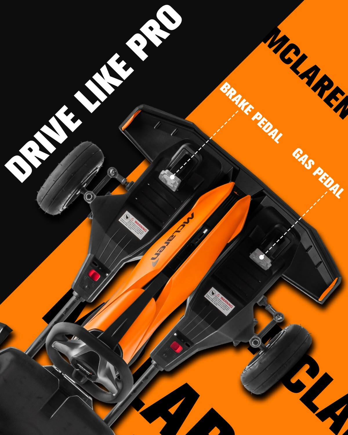 DRIVE LIKE PRO  
MCLAREN  
BRAKE PEDAL  
GAS PEDAL