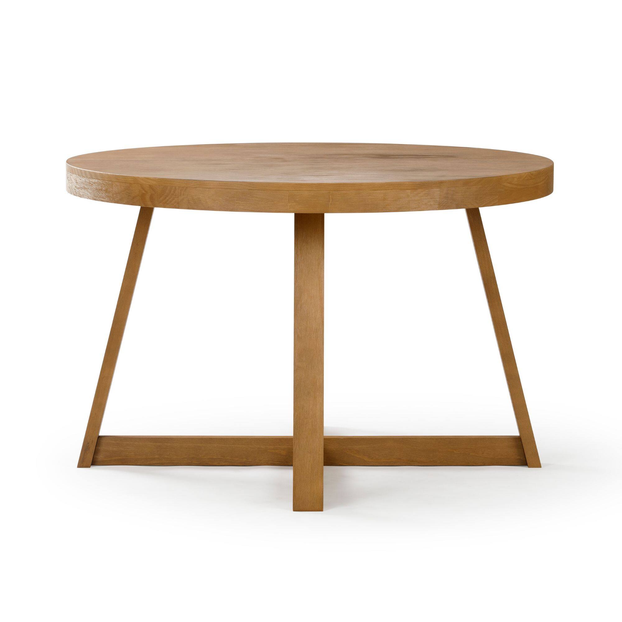 Alt View 5. Plank+Beam - Classic Round Dining Table (47in / 1194mm), Pecan Wirebrush - Pecan Wirebrush.