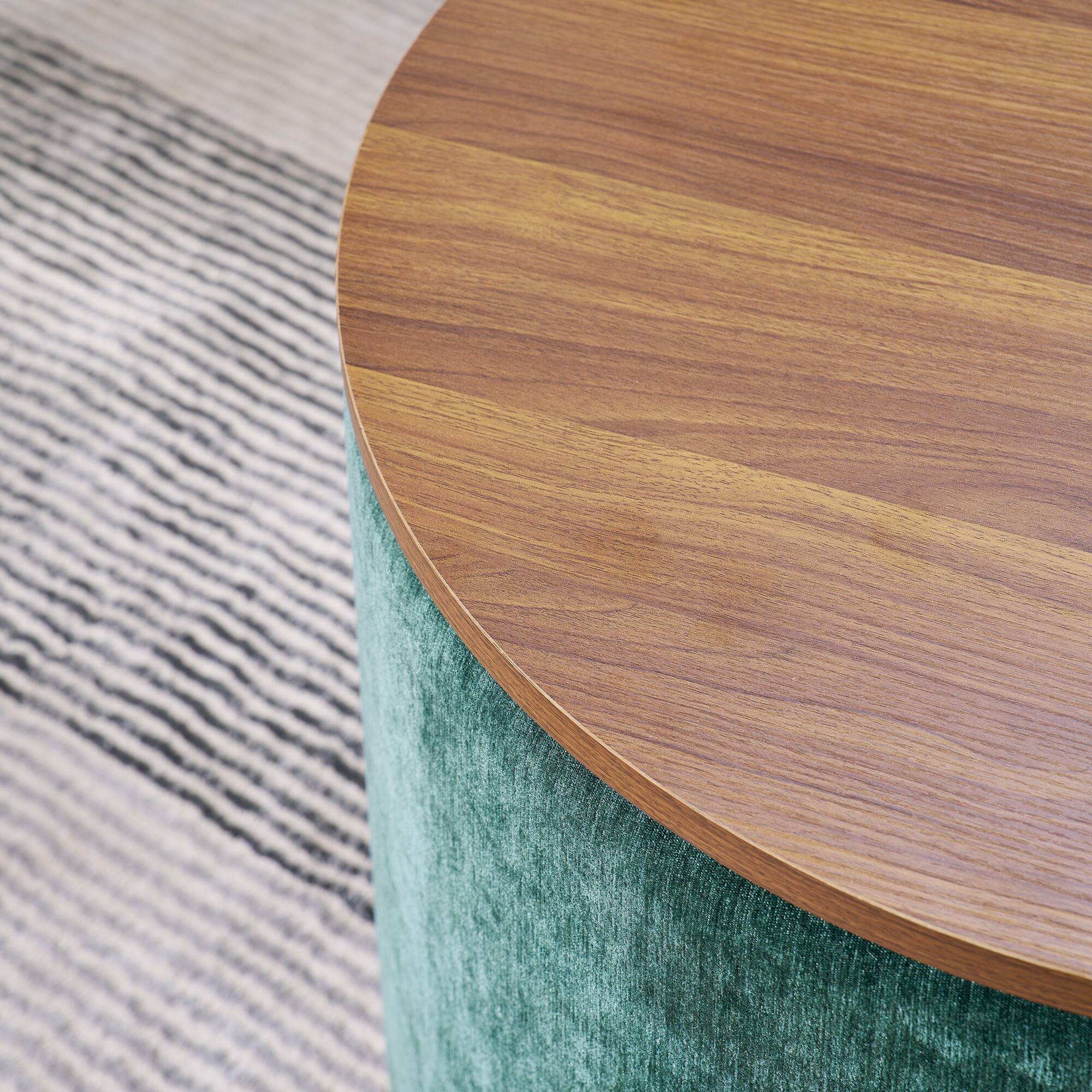 Alt View 6. GOODSILO - 2-Piece Round Storage Ottoman Set with Hidden Storage and Detachable Stool, Classic Design for Living Room and Bedroom - Dark Green.