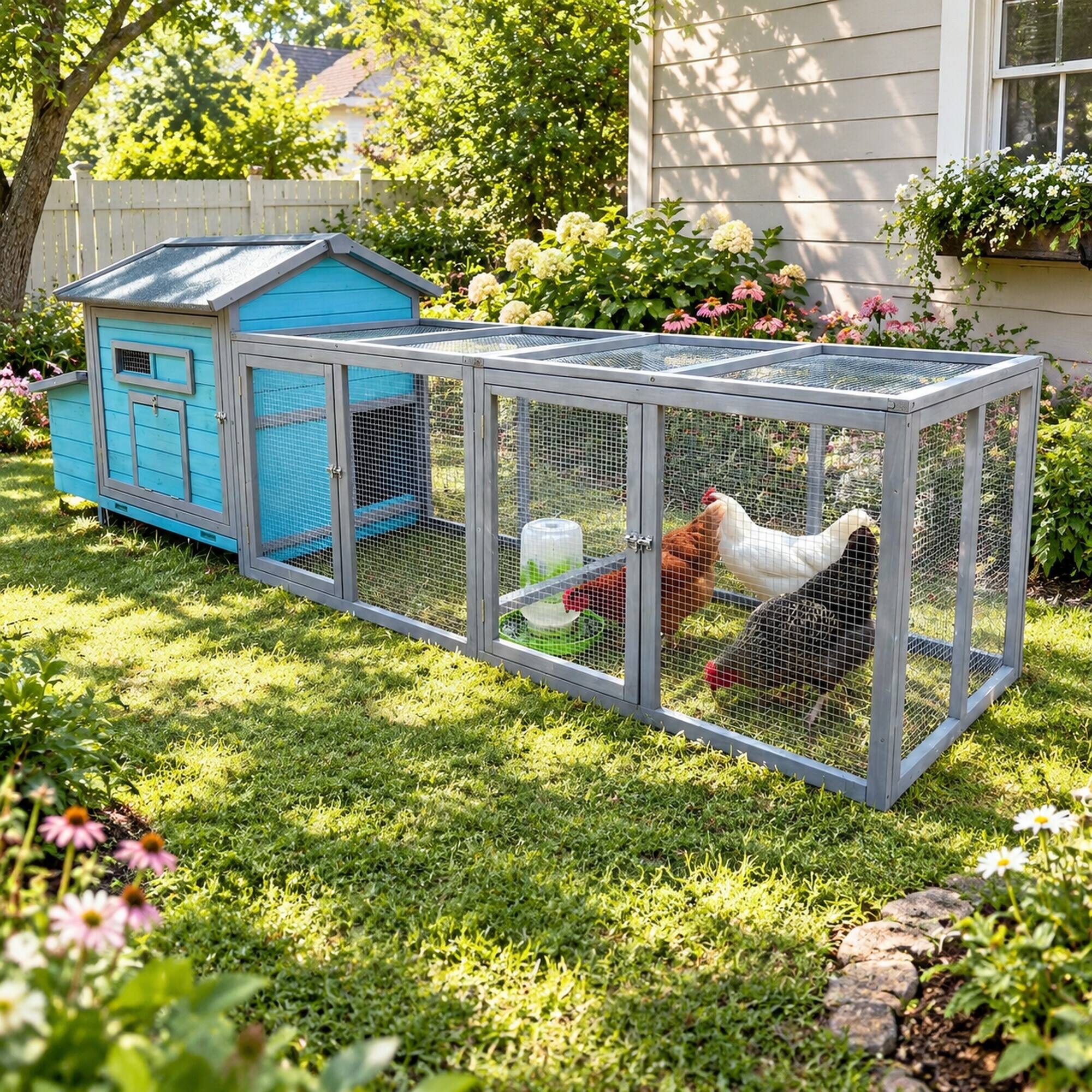Alt View 1. RYHNUYNE - 114 in Wooden, Run, Weatherproof Hen House, Box, 19.6 sq ft.