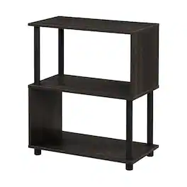 FurniFact - Engineered Wood Bookcase with Shelving for Home Office and Living Room Storage - Espresso