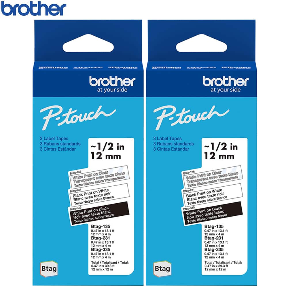 Brother - P-touch Btag Label Tape 2 Pack Bundle