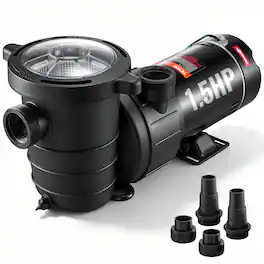 VEVOR - Swimming Pool Pump 1.5HP 115V 1100W,Single Speed Pumps for Above Ground, Powerful Pool Pumps with Strainer Filter Basket - Black
