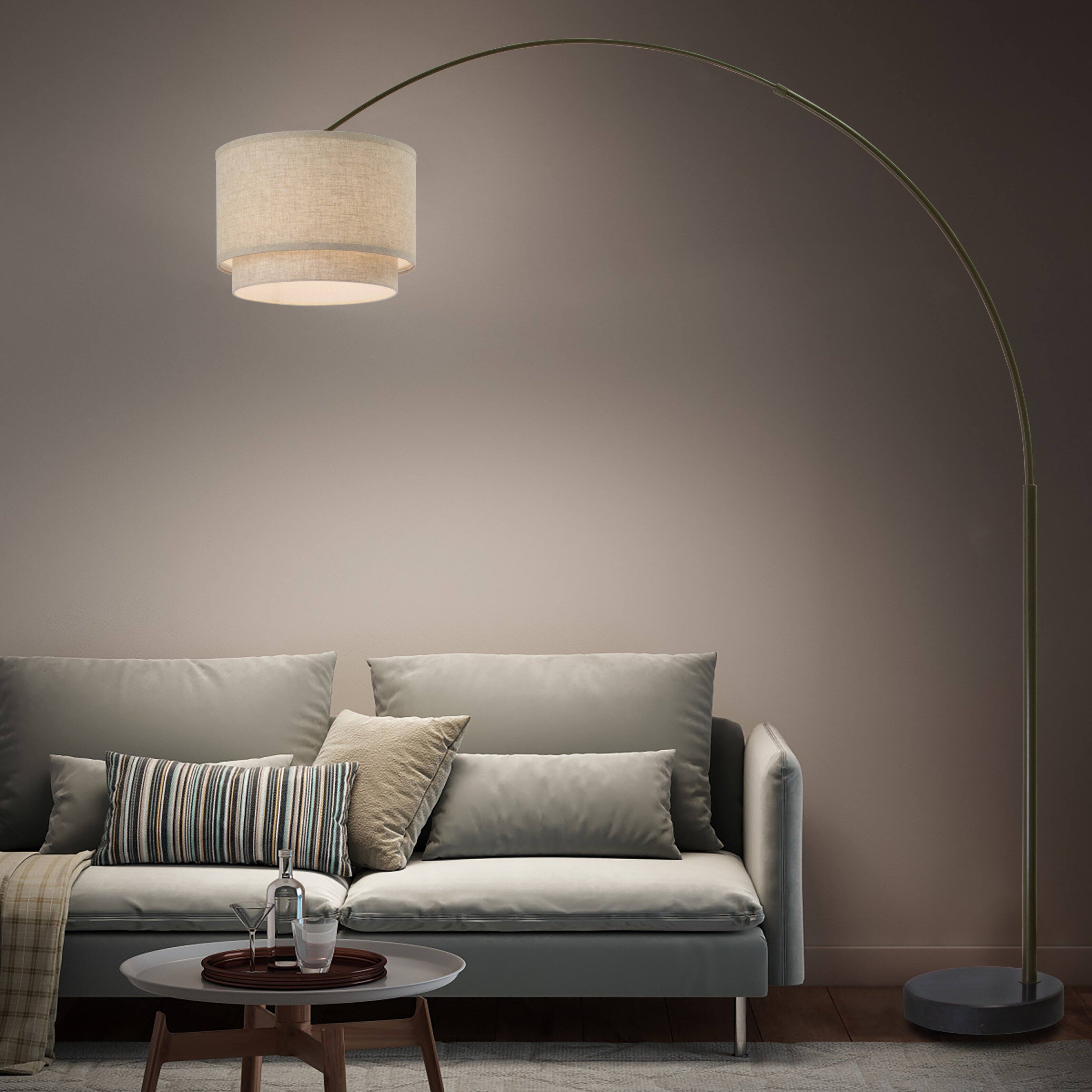 Alt View 9. FC Design - FC Design Modern 81" Tall Standing Adjustable Arched Floor Lamp with Double Drum Shade and Marble Base - Beige - Beige.