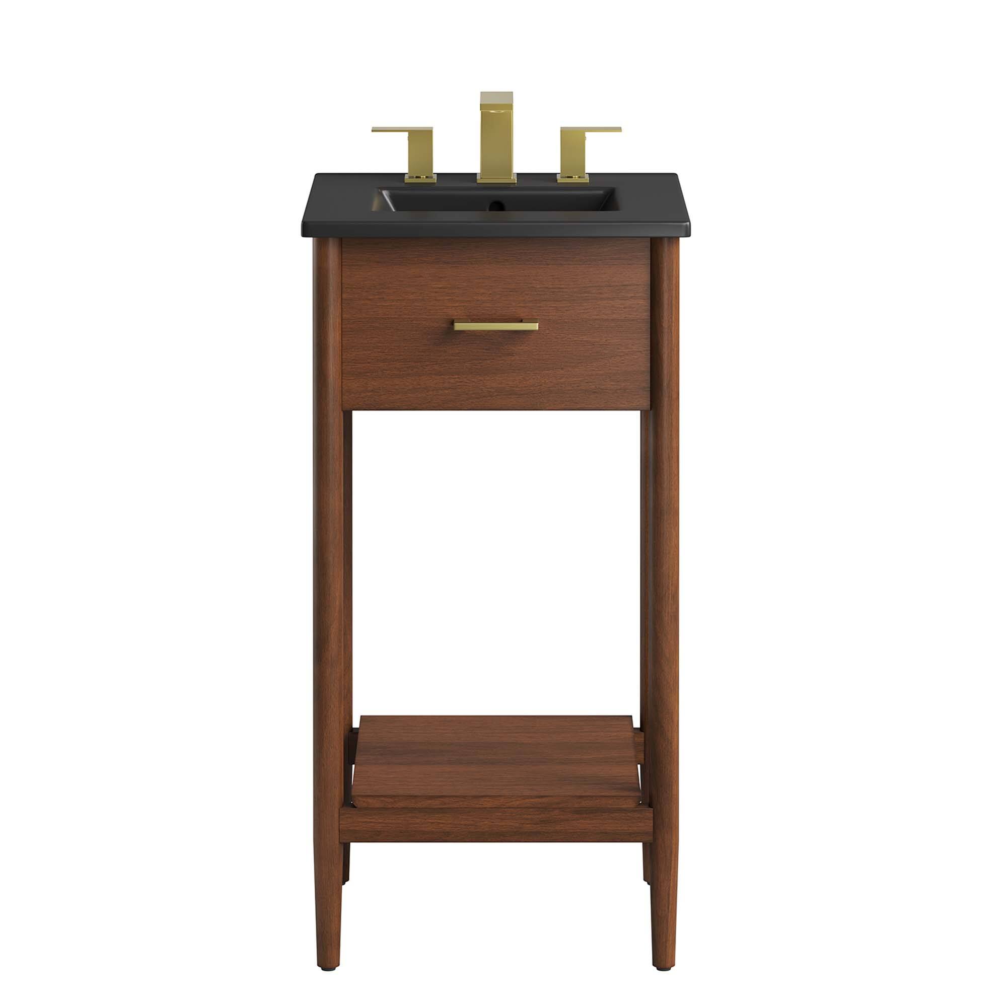 Alt View 4. Modway - Zaire Bathroom Vanity Basin Included by Modway - Walnut Black.