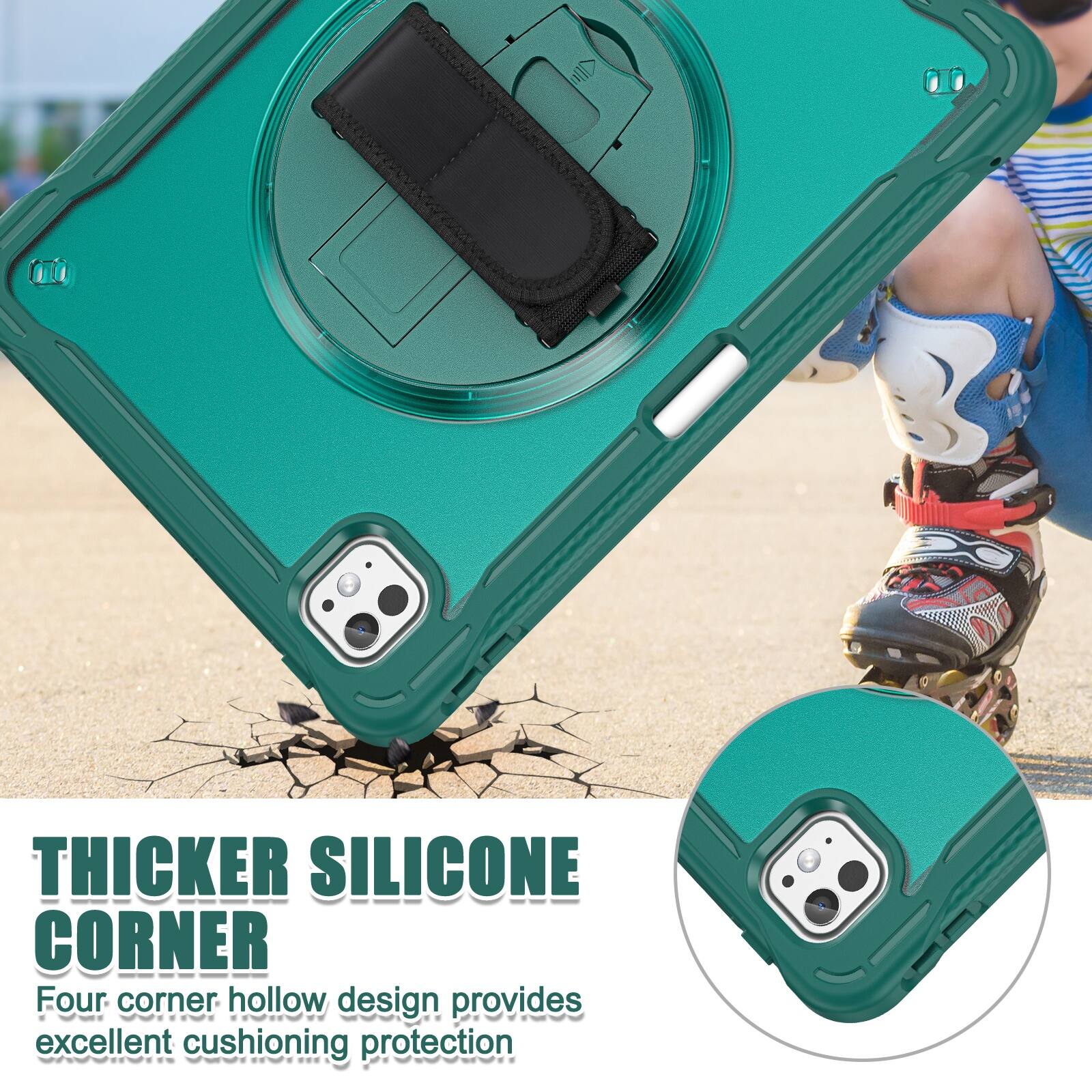 THICKER SILICONE CORNER  
Four corner hollow design provides excellent cushioning protection