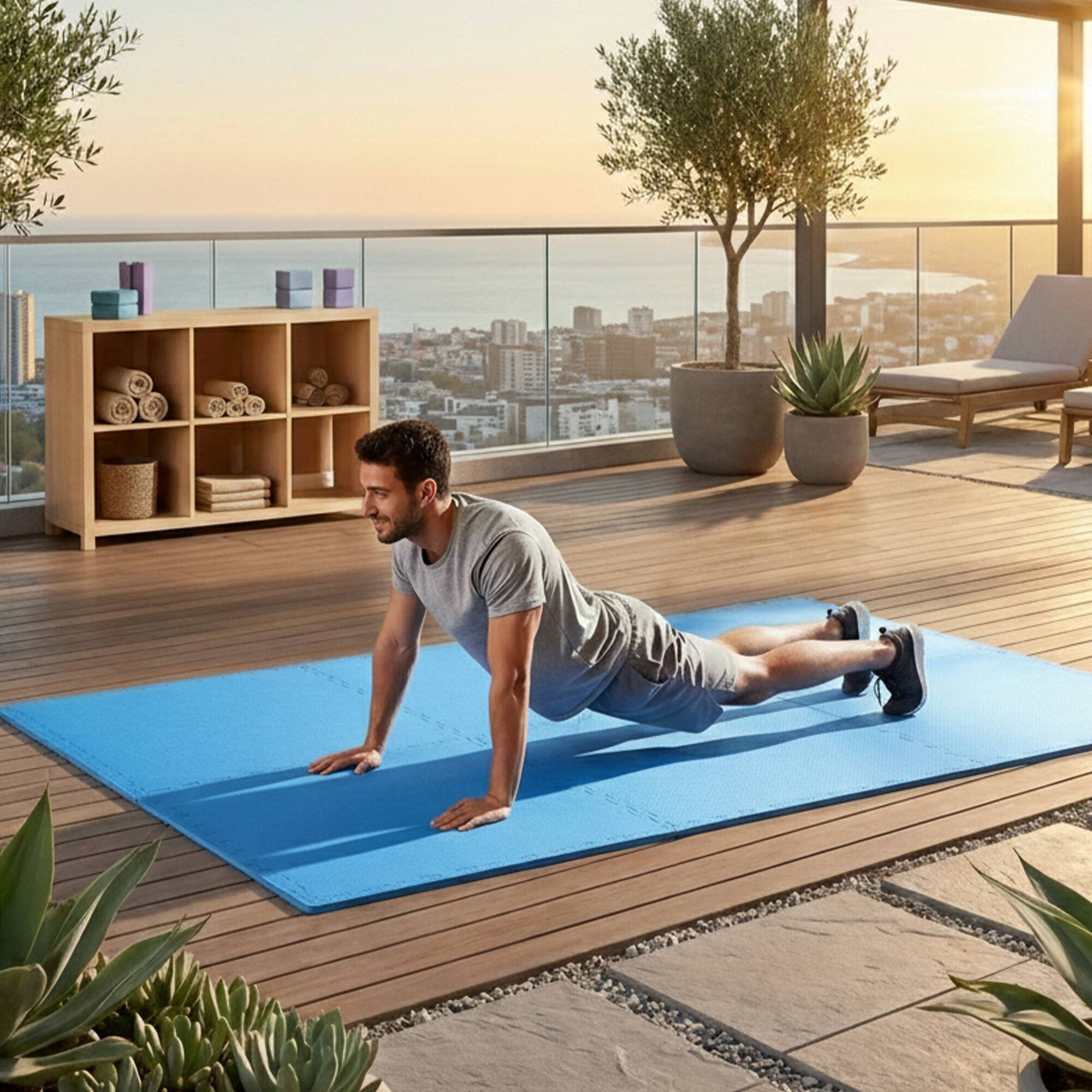Alt View 4. Everyday Essentials - BalanceFrom Fitness 24 Sq Ft Interlocking EVA Foam Exercise Mat Tiles, Blue - Blue.