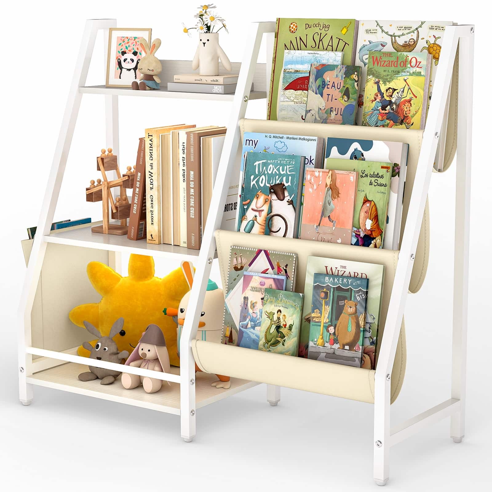 Sugift - 3 Tier Kids Bookshelf and Toy Storage Organizer with Side Pockets, Bookcase for Bedroom and Nursery with Anti-Tilt Strap - White price history on PriceWatchPro