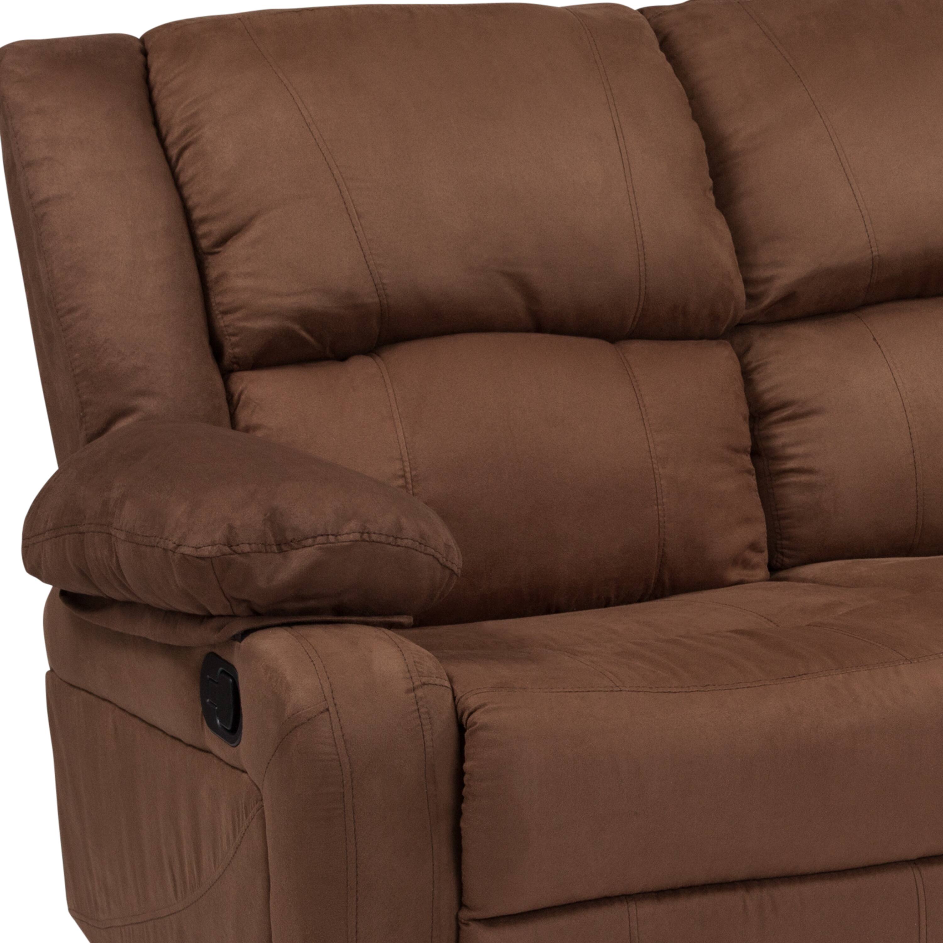 Alt View 4. Emma + Oliver - Bustle Back Loveseat with Two Built-In Recliners - Chocolate Brown Microfiber.