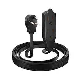 Maximm - 3 ft Flat Plug Extension Cord/Wire, Multi Outlet - 3 Prong Angled Plug Extension Cord - UL Certified - Black