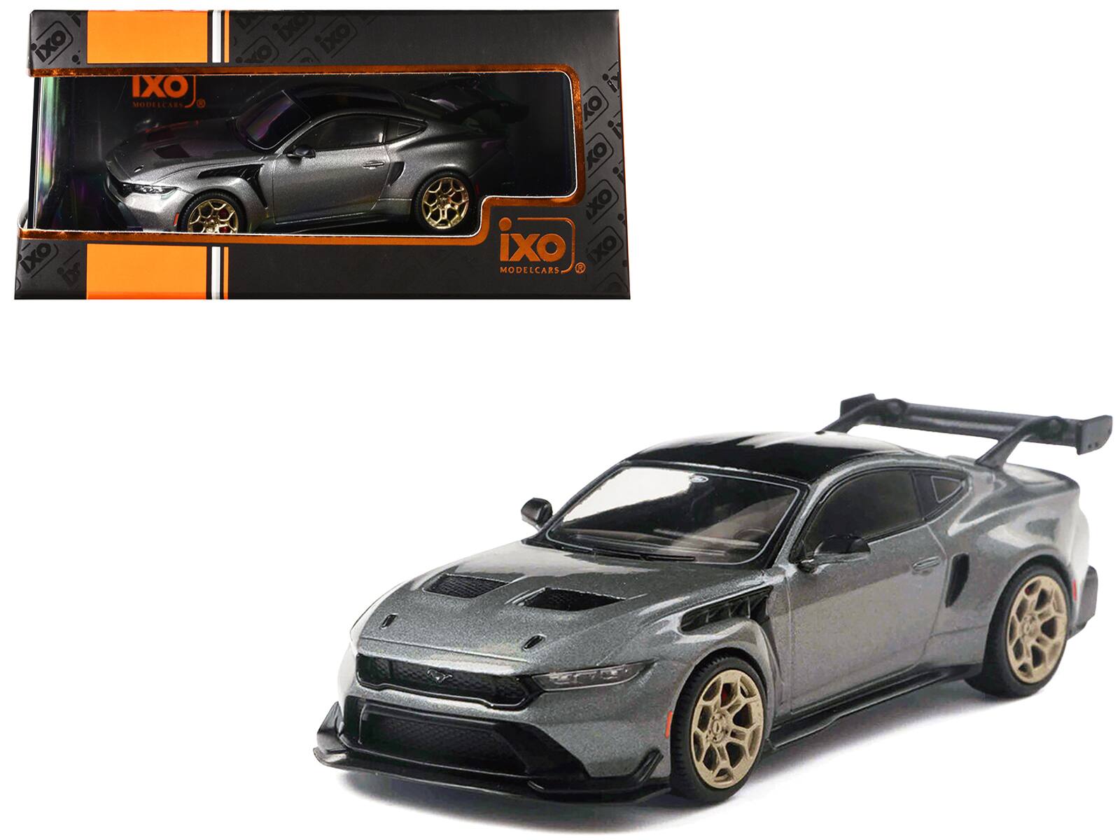 2025 Ford Mustang GTD Gray Metallic with Black Top 1/43 Diecast Model Car by IXO Models