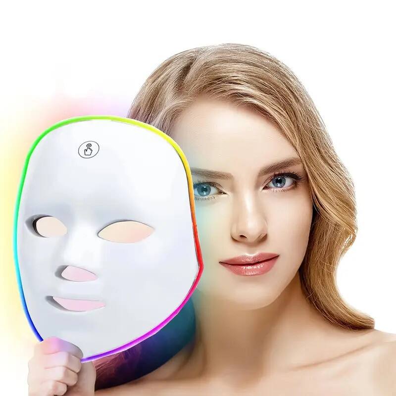 Left. Lovery - 7-Color LED Light Therapy Facial Mask for Radiant Skin - White.