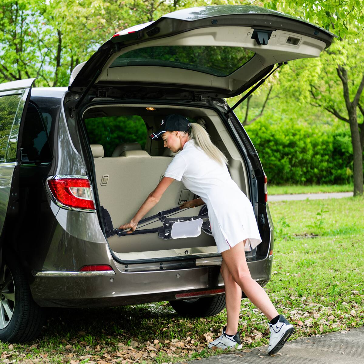 Alt View 5. Costway - Costway Folding 2 Wheel Push Pull Golf Club Cart Trolley Swivel w/Scoreboard Lightweight - Black.