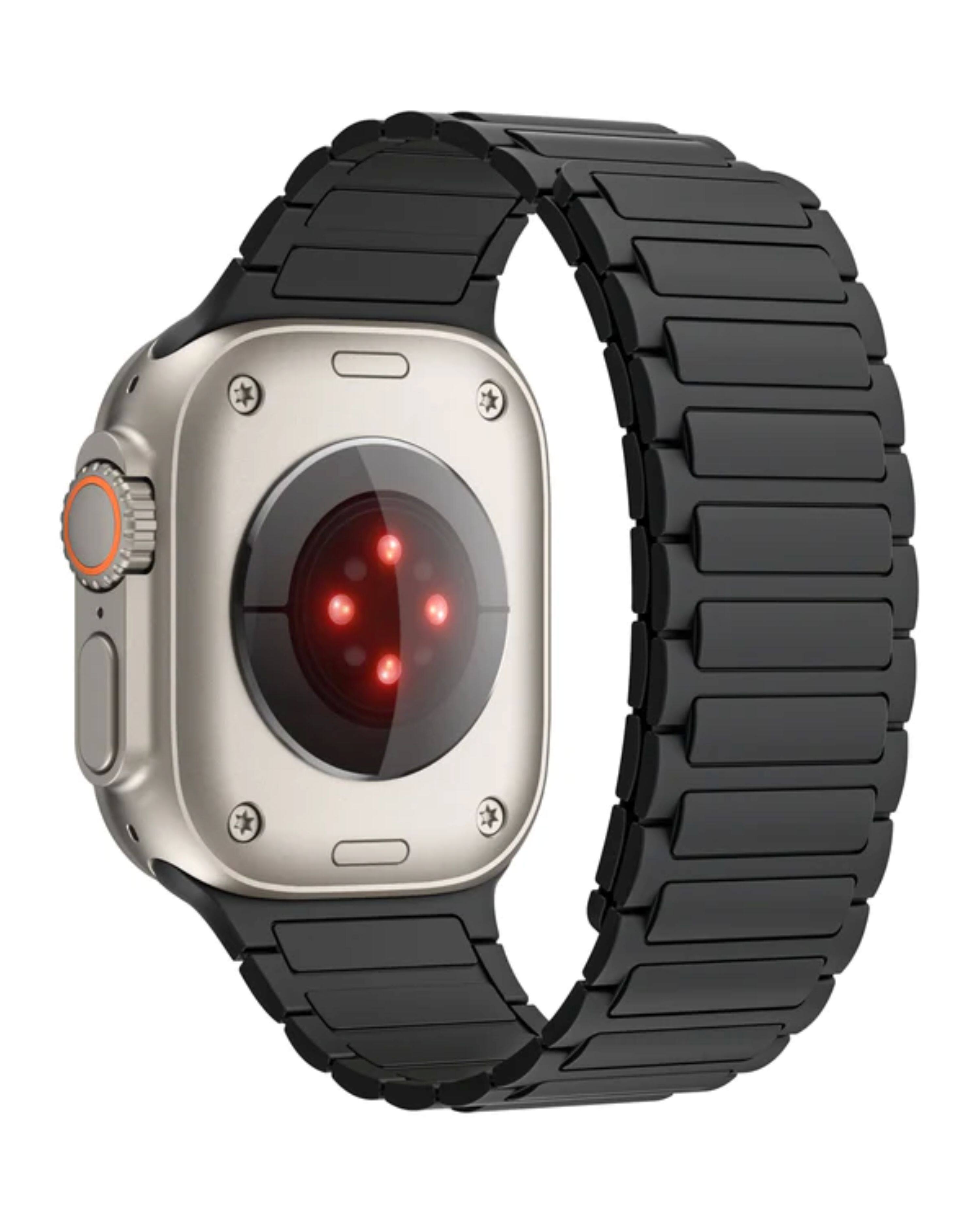 Angle. WITHit - Universal Magnetic Black Silicone Band – Compatible with 42mm Smartwatches - Black.