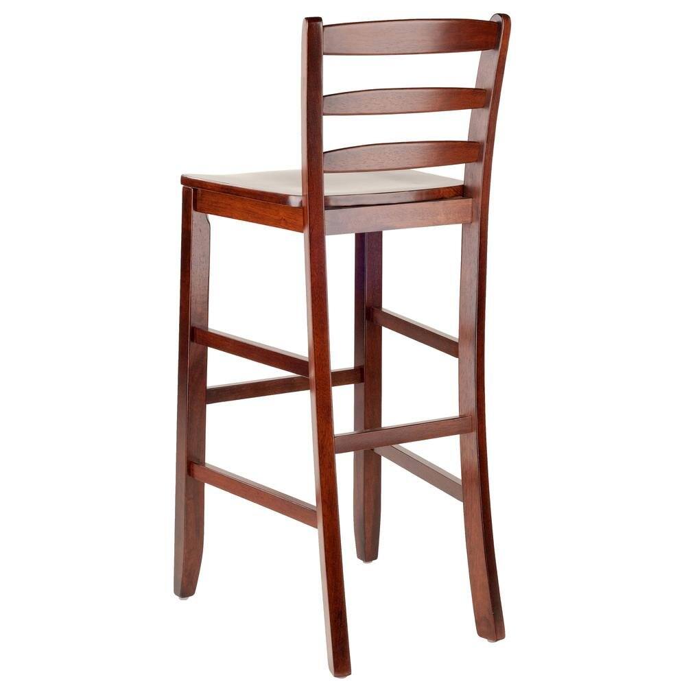 Left. FurniFact - 2-Pc 30" Ladder Back Bar Stools - Walnut.