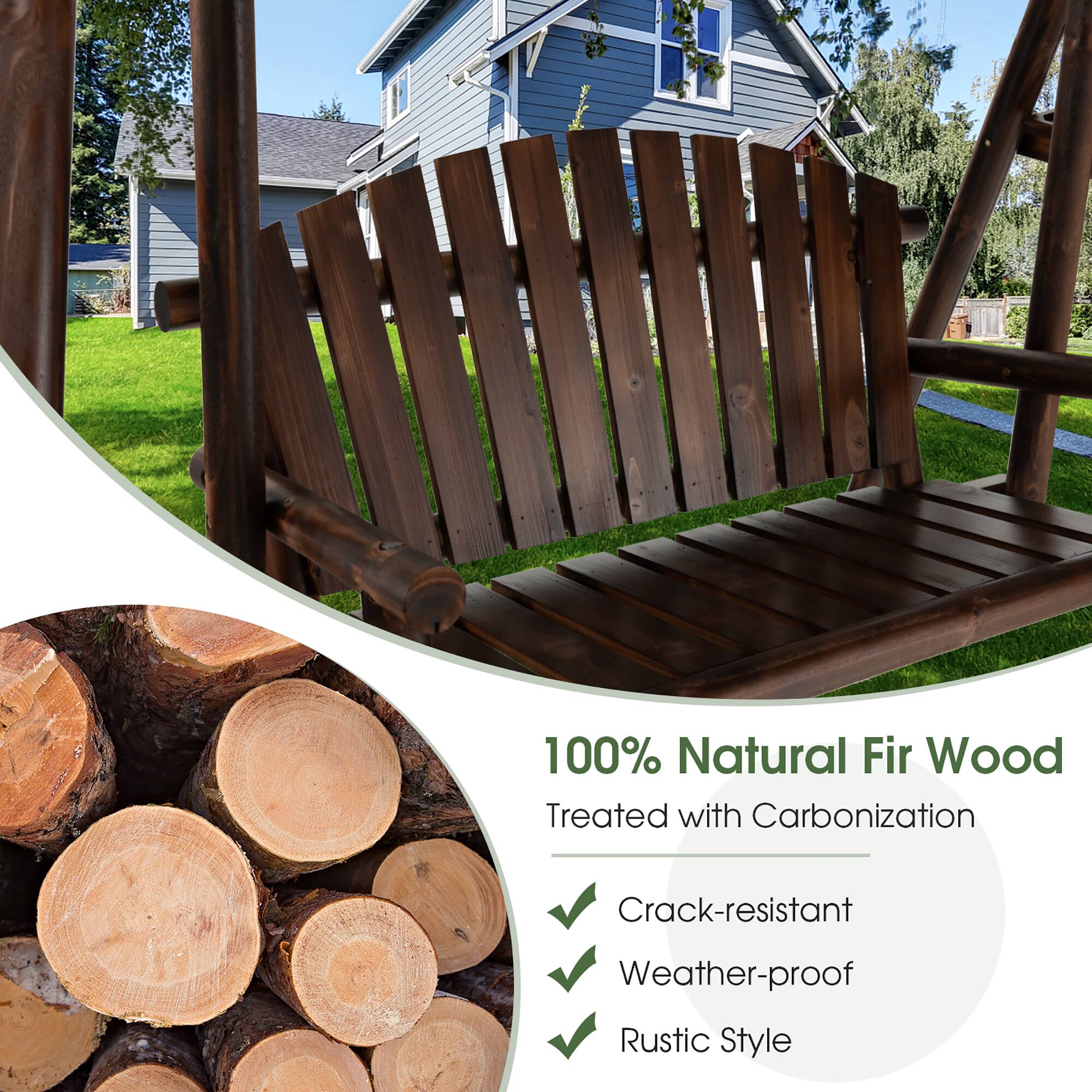 100% Natural Fir Wood
Treated with Carbonization
Crack-resistant
Weather-proof
Rustic Style