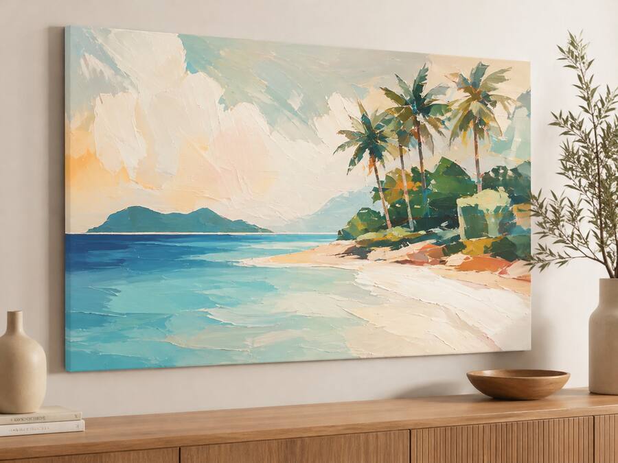 FC Design Large Canvas 24x36" Ready to Hang 24x36" Tropical Island ...