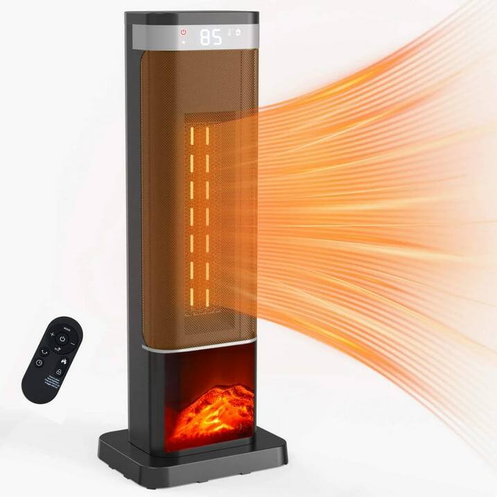 Angle. AOITUN - 24" Space Heaters for Indoor Use, Portable Heater with 3 Light Colors, Tip-over Protection Up to 95°F, 60°Oscillation.