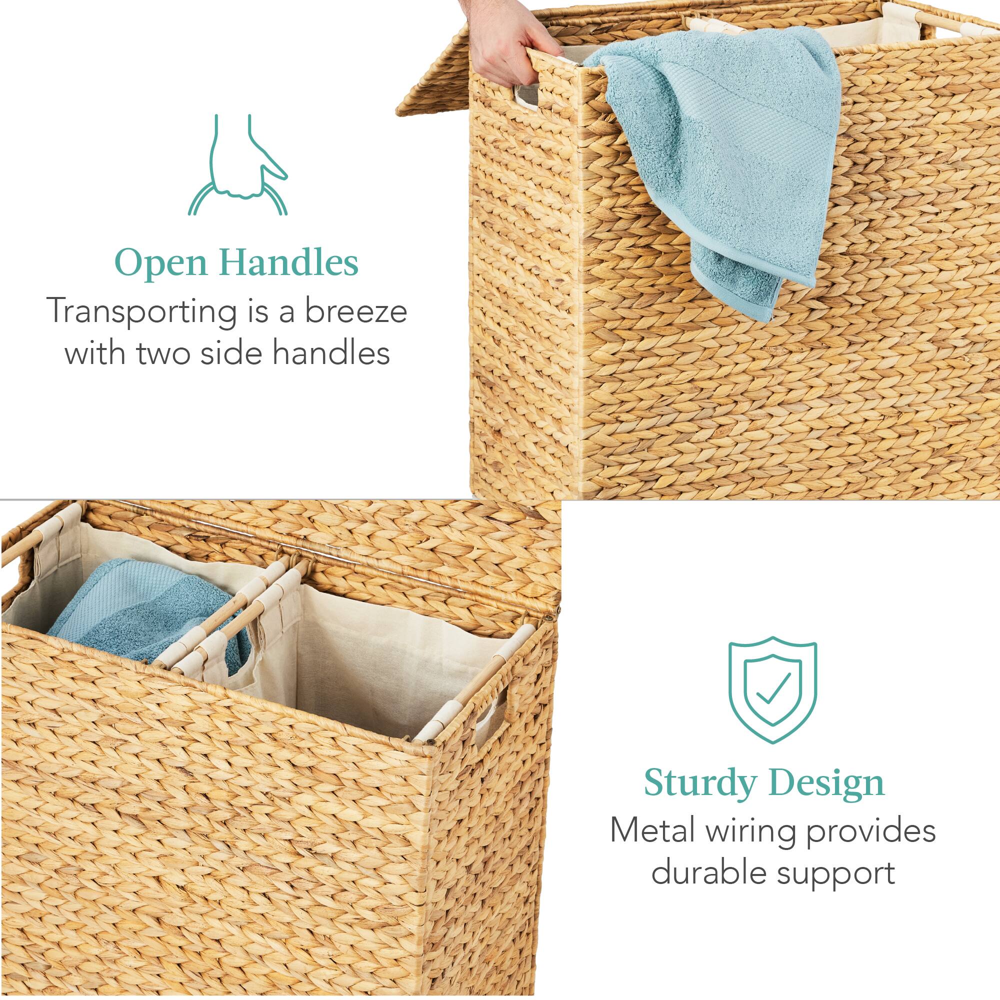 Open Handles  
Transporting is a breeze with two side handles  

Sturdy Design  
Metal wiring provides durable support