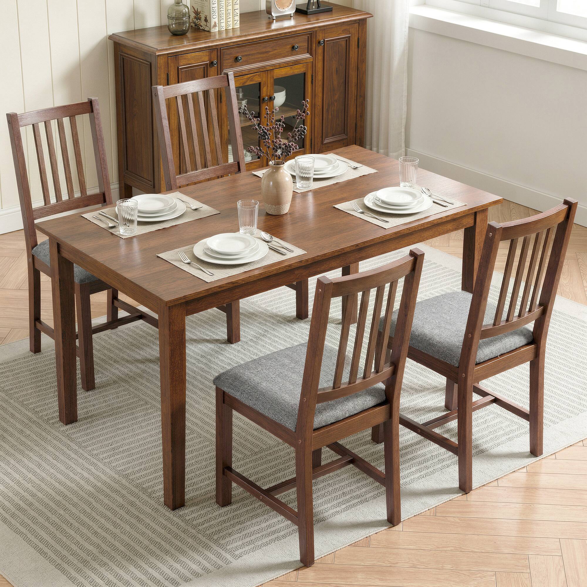 Alt View 1. Homcom - of 4 Dining Chairs, Upholstered Dining Room Chairs with Rubberwood Legs for Kitchen - Gray.