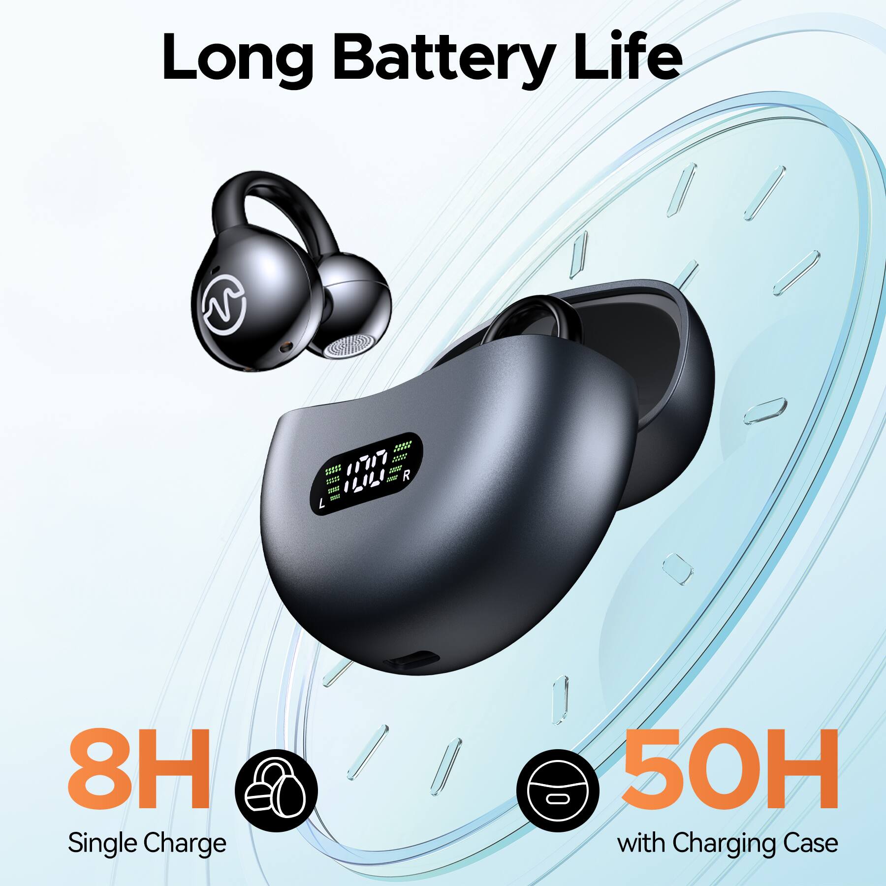 Long Battery Life

8H Single Charge

50H with Charging Case