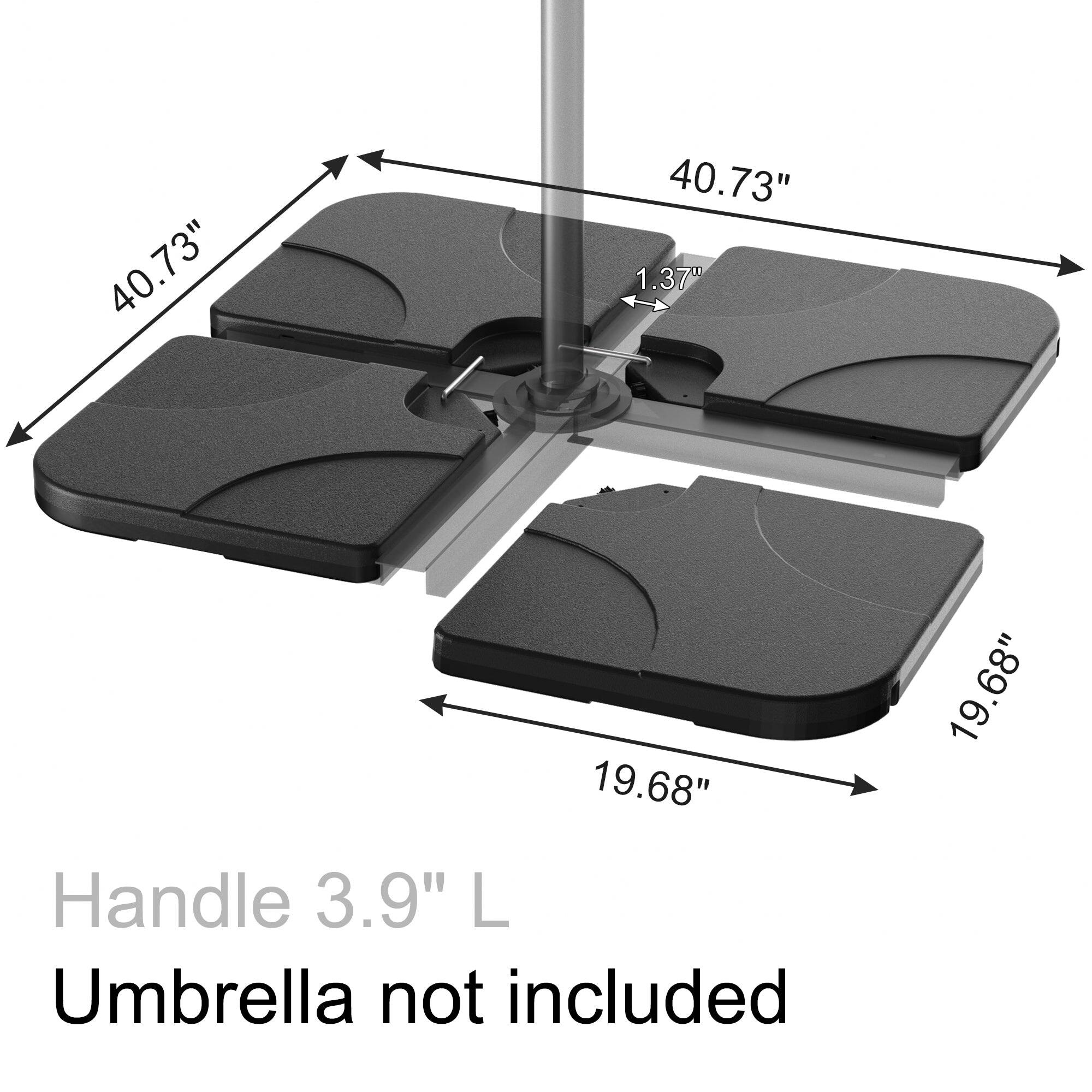 40.73"  
40.73"  
1.37"  
19.68"  
19.68"  

Handle 3.9" L  
Umbrella not included
