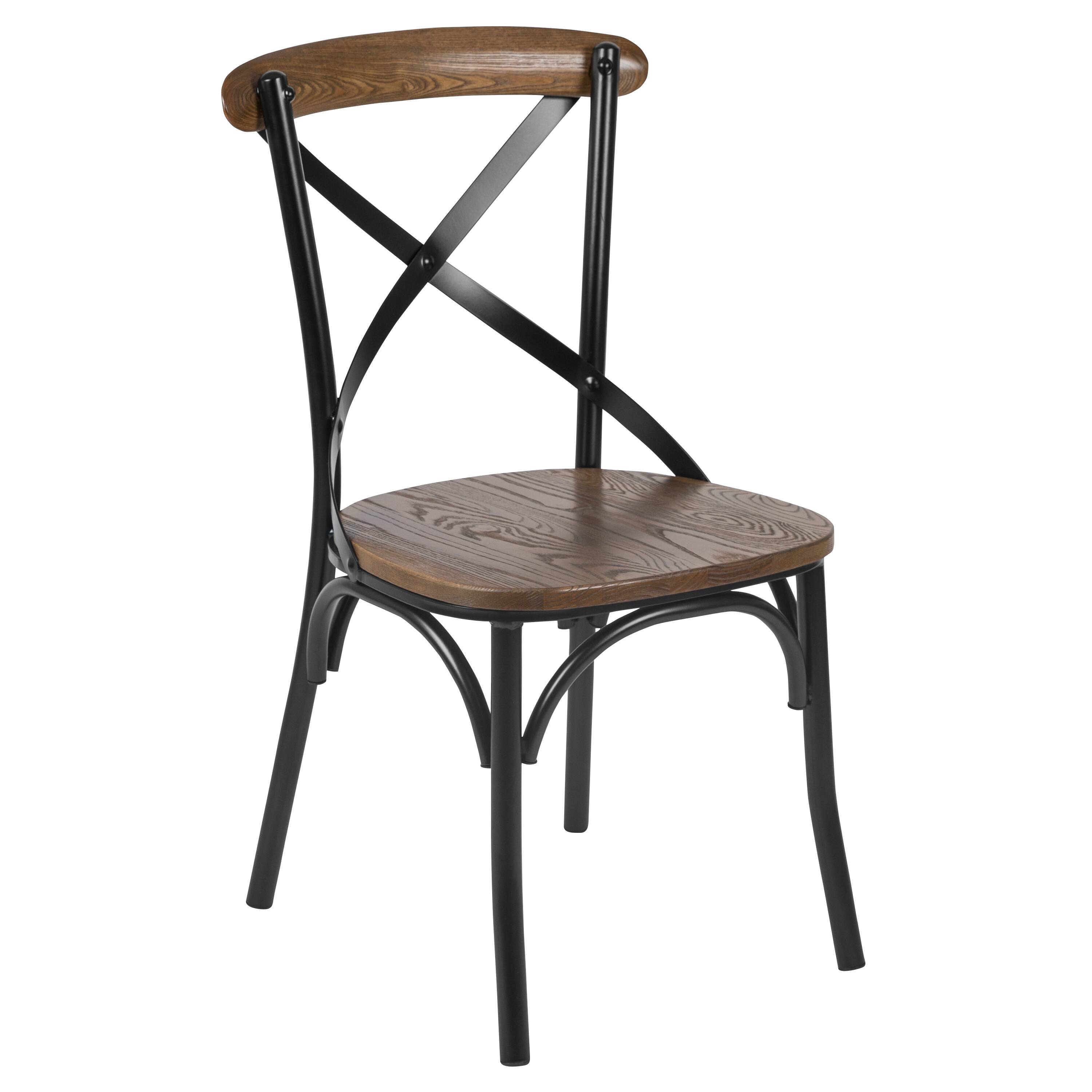 Alt View 1. Emma + Oliver - Dark Driftwood X-Back Chair - Fruitwood.