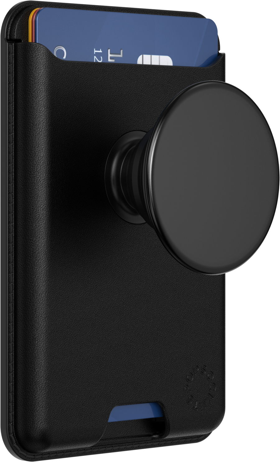 PopSockets MagSafe Softgoods PopWallet+ Cell Phone Wallet Grip, with Adapter Ring Black