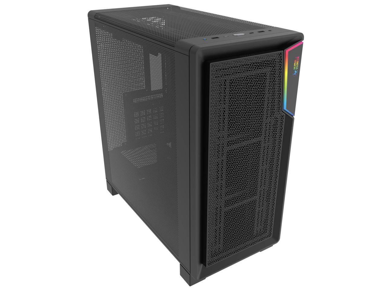 Alt View 1. Super Flower - Super Flower Zillion Direct ATX Mid Tower Case, Mesh Panel, GPU Airflow, USB 3.0 & Type-C, Black Steel - Black.