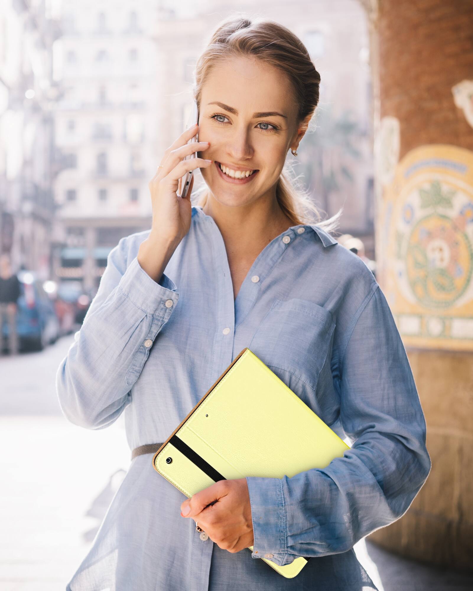 Alt View 2. DTTO - ​Case for iPad 9th/8th/7th Generation 10.2 Inch 2021/2020/2019, Premium Leather Folio Stand - Auto Wake/Sleep - Sunflower.