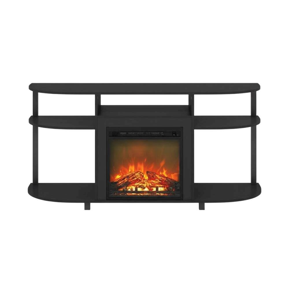 Alt View 3. FurniFact - Entertainment Center Stand, Fireplace, TVs up to 55 Inch, Brown Finish - Brown.