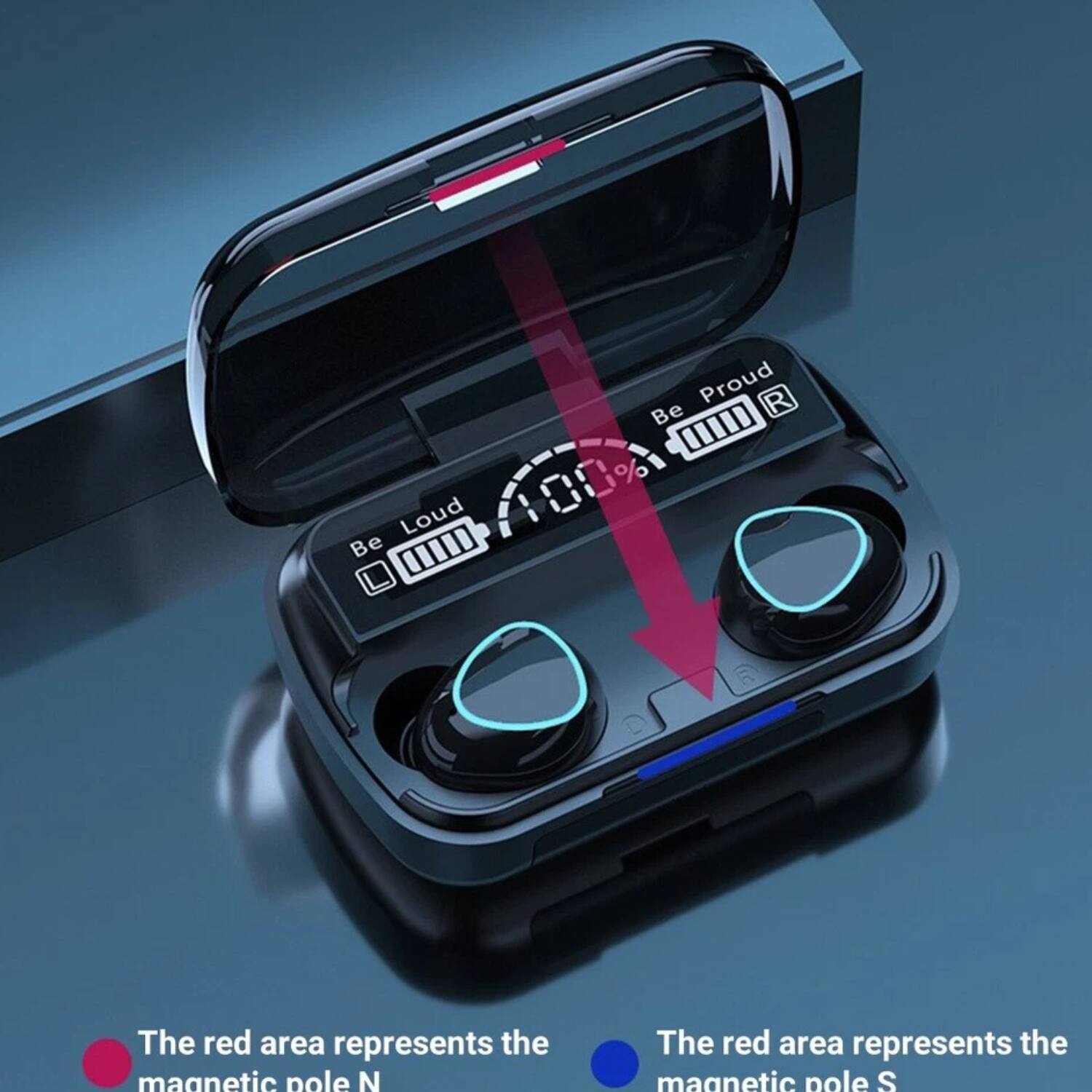 Loud Be Proud R Be 0%  
The red area represents the magnetic pole N  
The red area represents the magnetic pole S