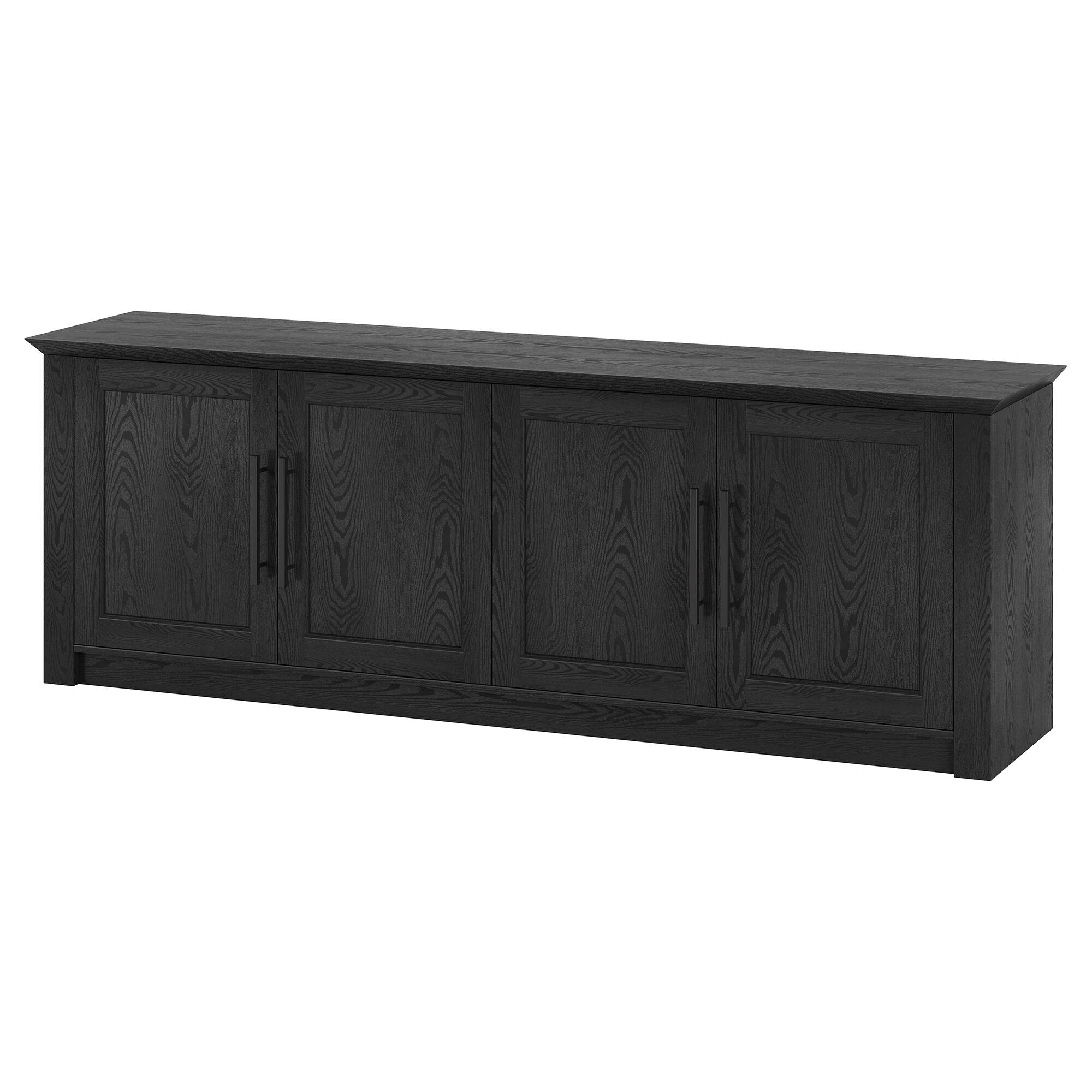 Left. Hudson&Canal - Thornwell Rectangular TV Stand for TV's up to 78" in Black Grain - Black Grain.