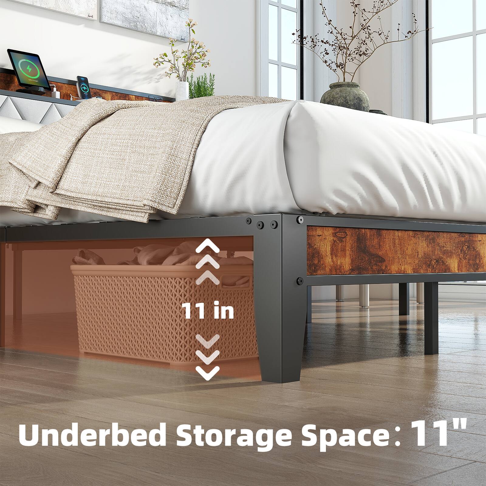 Underbed Storage Space: 11"