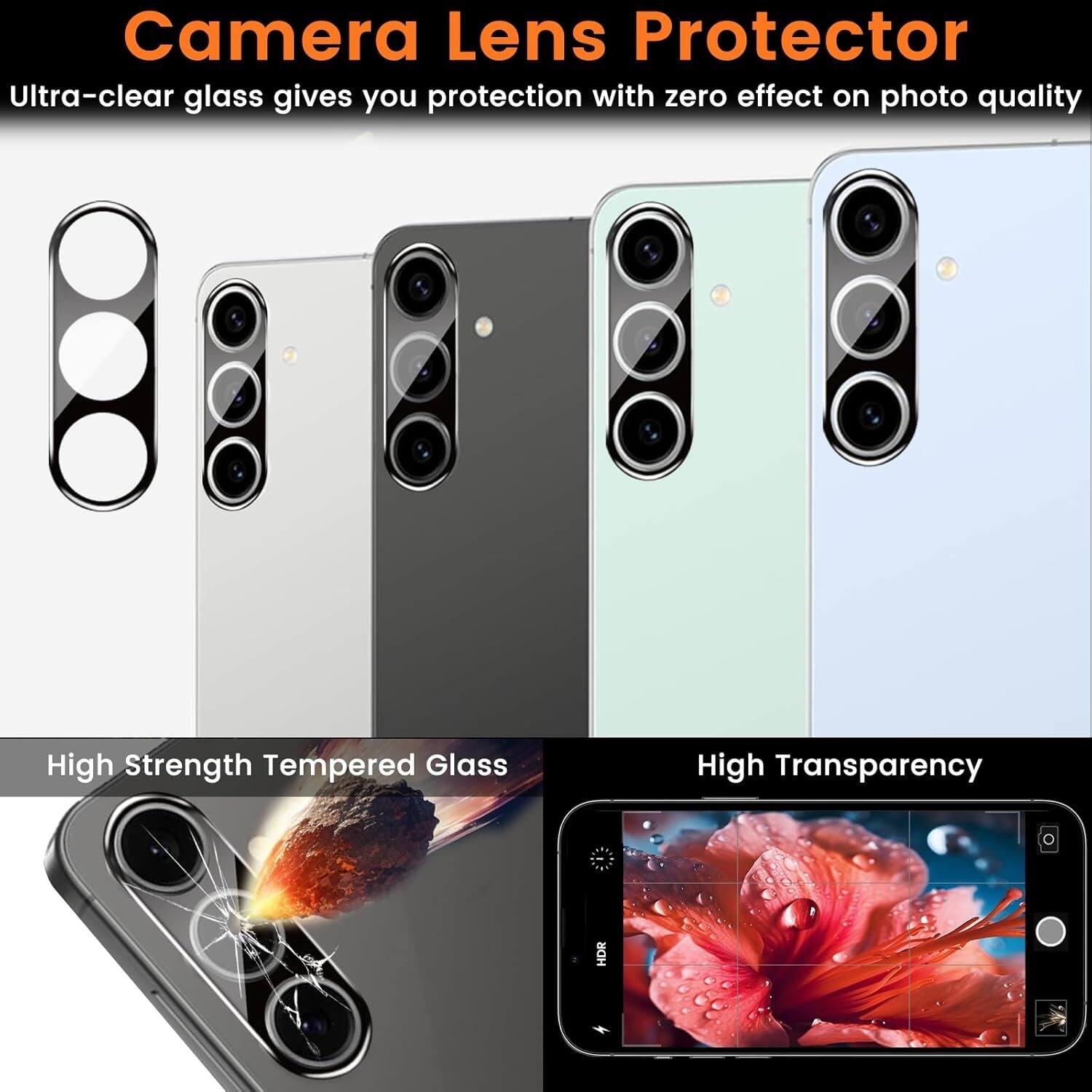 Camera Lens Protector

Ultra-clear glass gives you protection with zero effect on photo quality

High Strength Tempered Glass

High Transparency
