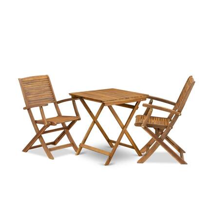 Front. East West Furniture - 3 Piece Patio Bistro Set Contains a Square Acacia Coffee Table - Brown.