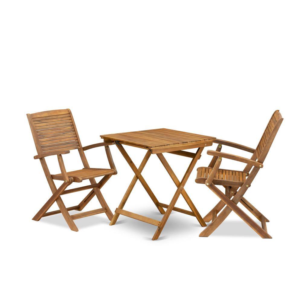 Front. East West Furniture - 3 Piece Patio Bistro Set Contains a Square Acacia Coffee Table - Brown.