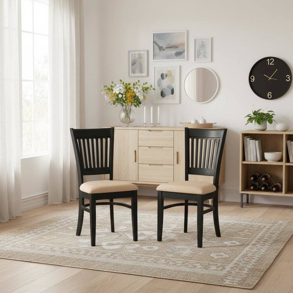 Back. FurniFact - Black Dining Chair - Brown.