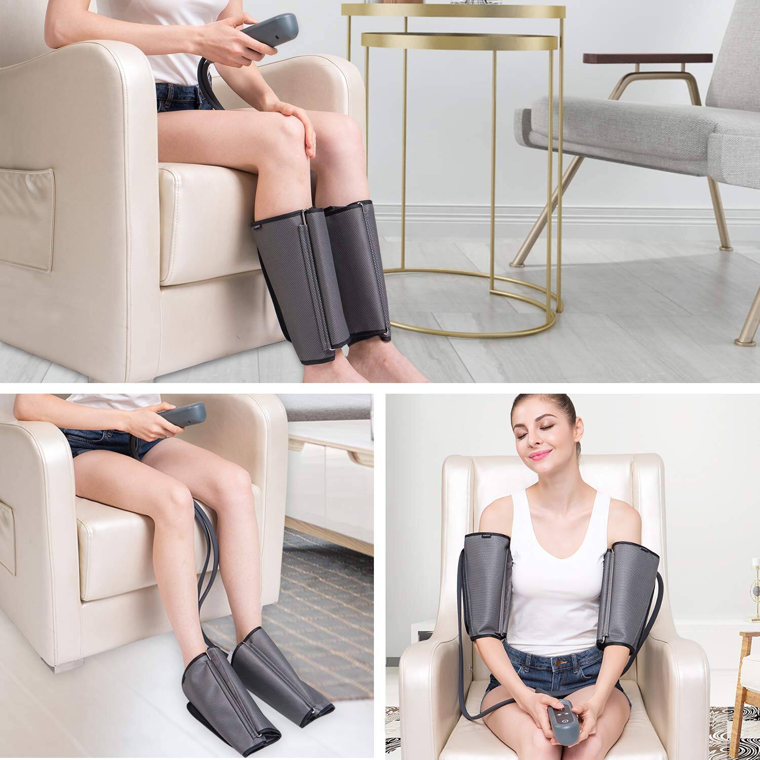 Back. Live At Space - Air Compression Leg Massager 2 Modes 3 Intensities 20min Auto-Off for RLS Edema Circulation Gift - 642146667497.