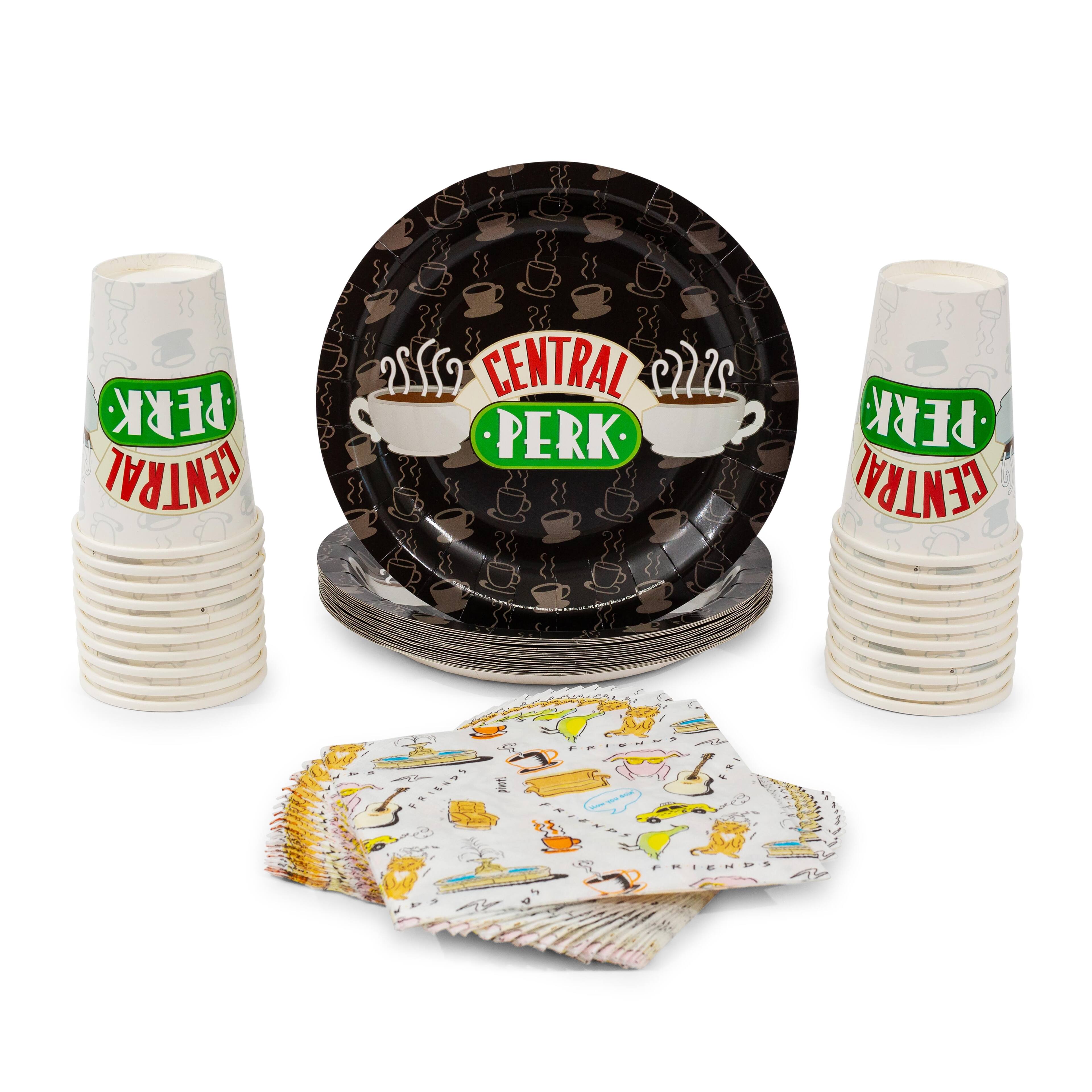 Silver Buffalo - Friends Central Perk 60-Piece Party Tableware Set | Cups, Plates, Napkins - White