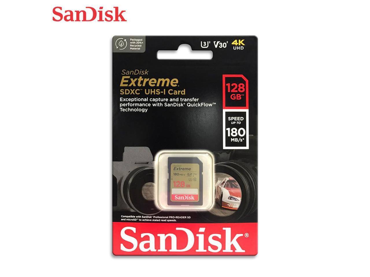 SANDISK 128GB Extreme SDXC UHS I/U3 Class 10 V30 Memory Card