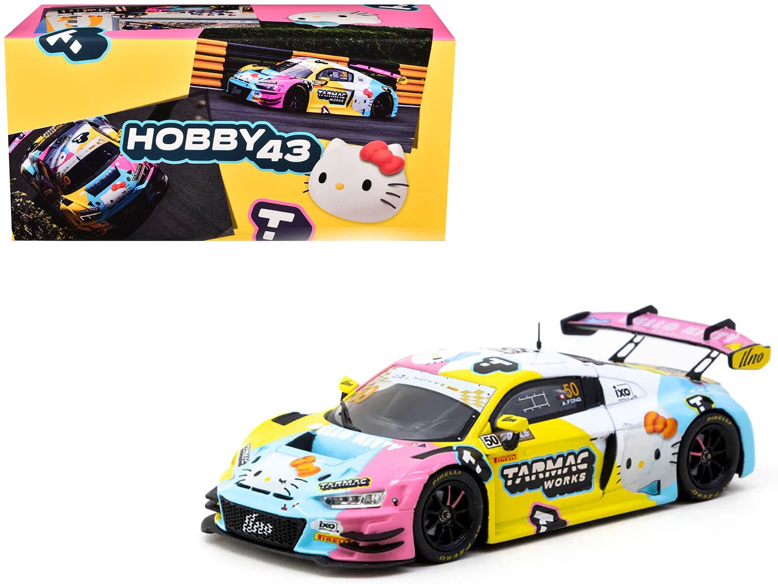 Tarmac Works - Audi R8 LMS GT3 Evo II #50 Fong Macau GP Cup Hello Kitty 50th FIA GT World Cup 2023 1/43 Hobby43 Model Car - Multicolor