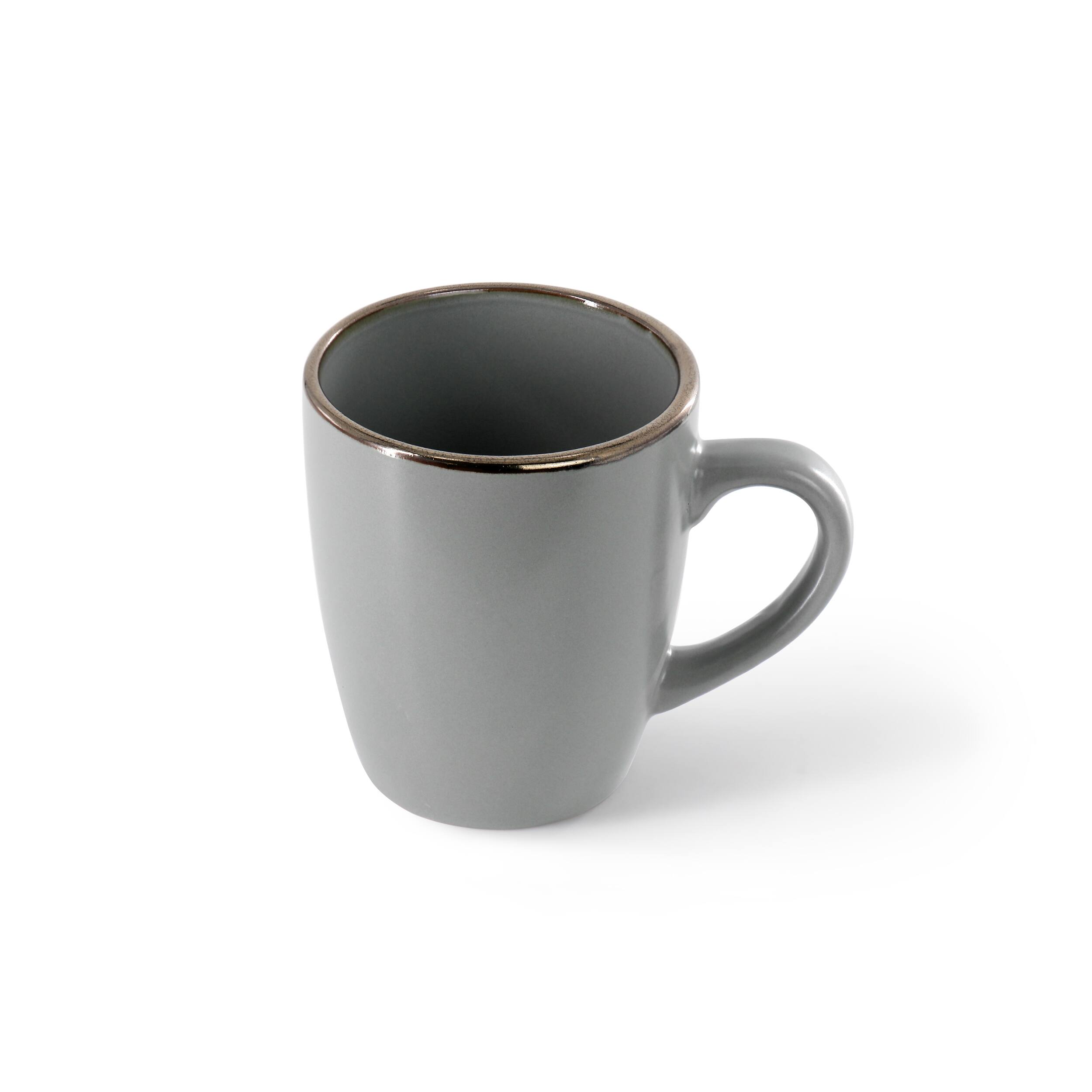 Alt View 4. Gibson - Gibson Home Rockaway 16 Piece Stoneware Gold Rimmed Dinnerware Set in Grey - Gray.