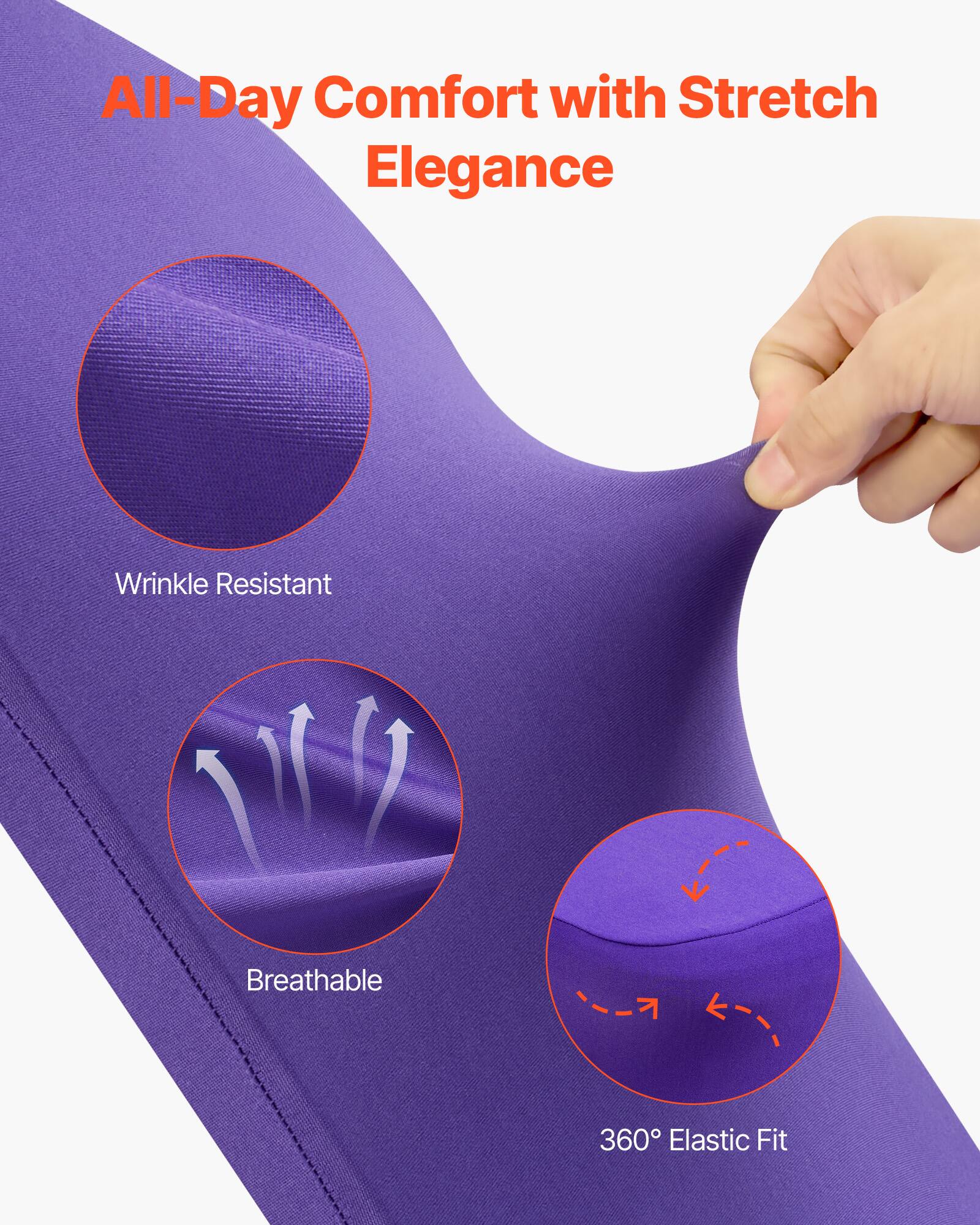 All-Day Comfort with Stretch Elegance

- Wrinkle Resistant
- Breathable
- 360° Elastic Fit