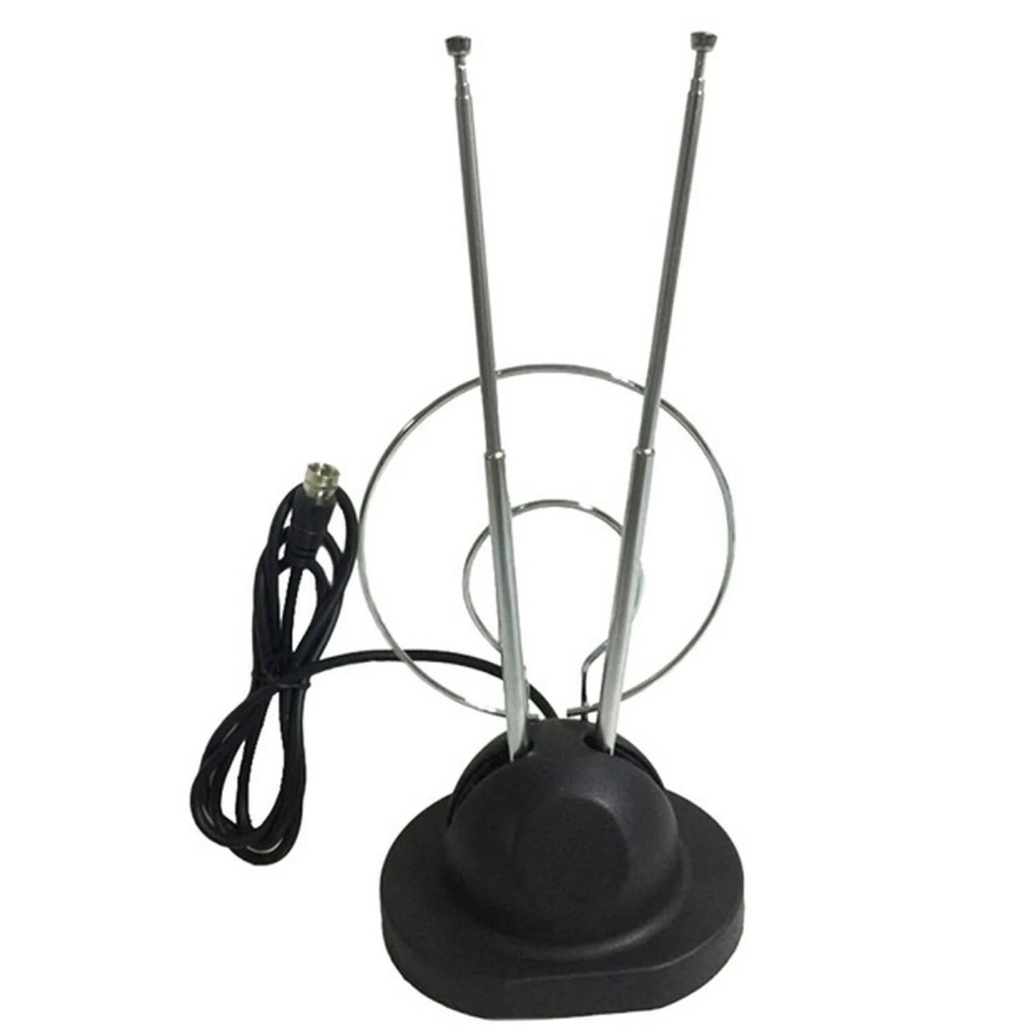Left. Home Collection - Trisonic Rabbit Ear Indoor TV Antenna with Coax Cable - Black.