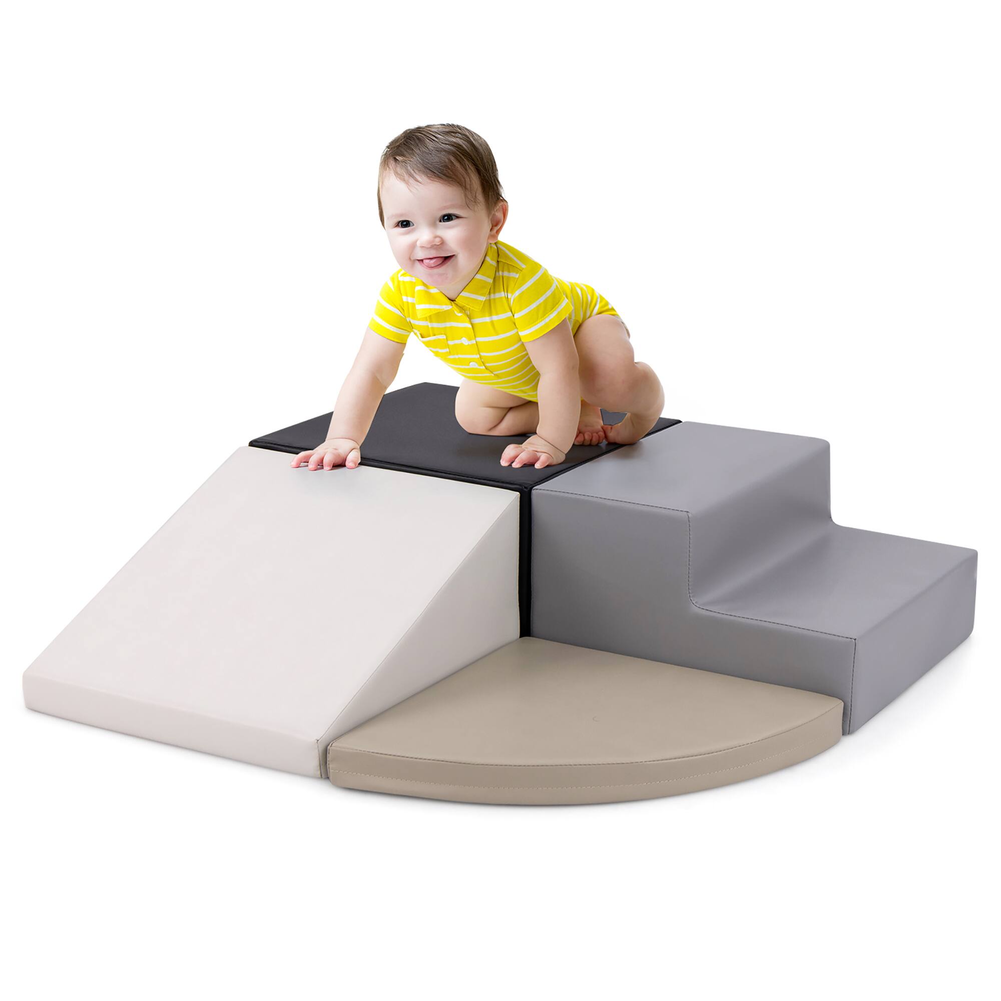 Alt View 9. Gymax - Gymax Climb & Crawl Foam Block Play Set for Children Development Indoor Active Play - Black, Gray.