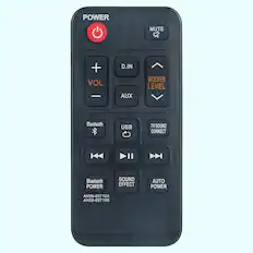 POWER
MUTE
VOL +
VOL -
D.IN
AUX
WOOFER LEVEL
Bluetooth
USB
TV SOUND CONNECT
Bluetooth POWER
SOUND EFFECT
AUTO POWER
AH59-02710A
AH59-02710B