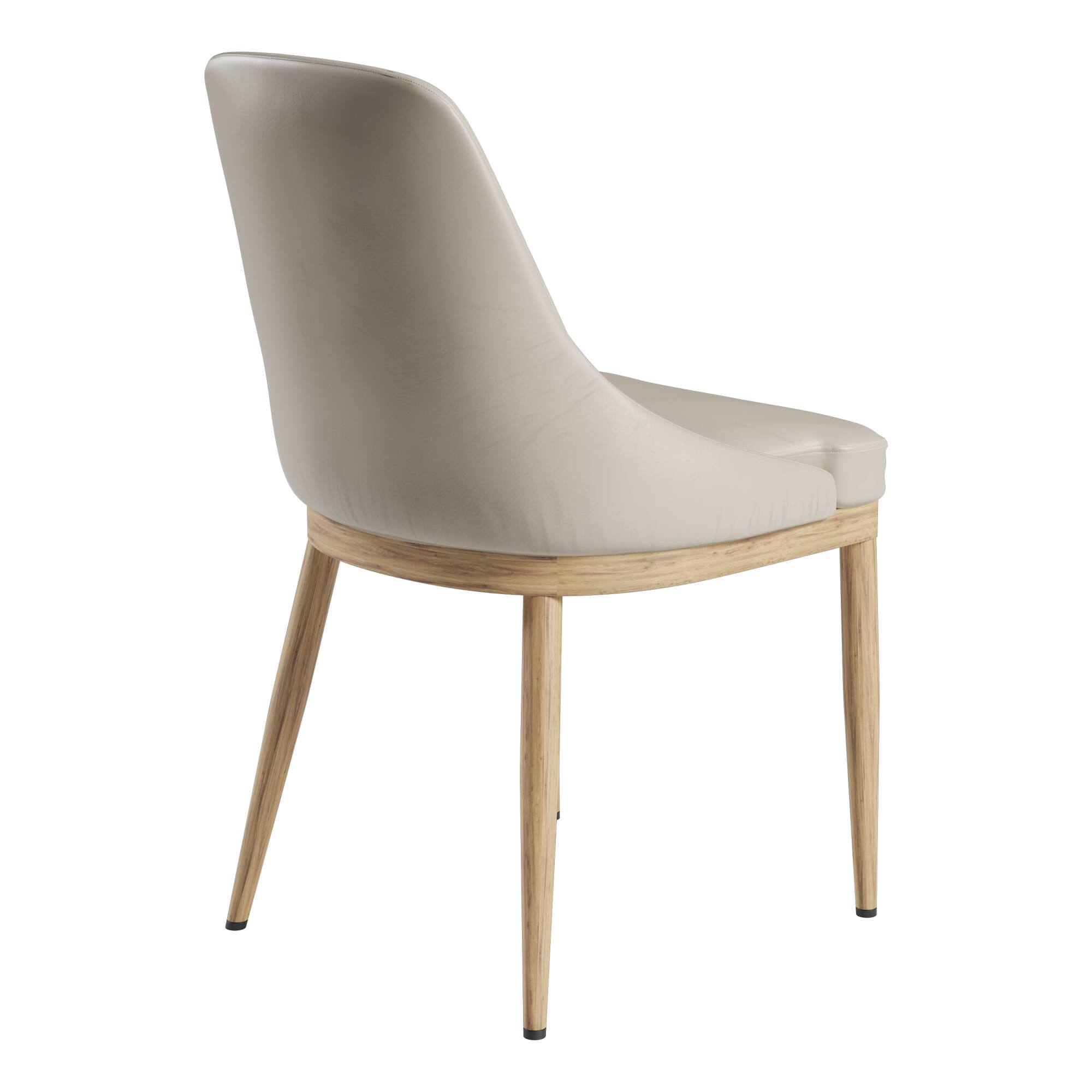 Alt View 4. GOODSILO - Contemporary Armless Dining Chair with Taupe Upholstery and Sleek Black Metal Legs, Set of 2 - Taupe+Natural.