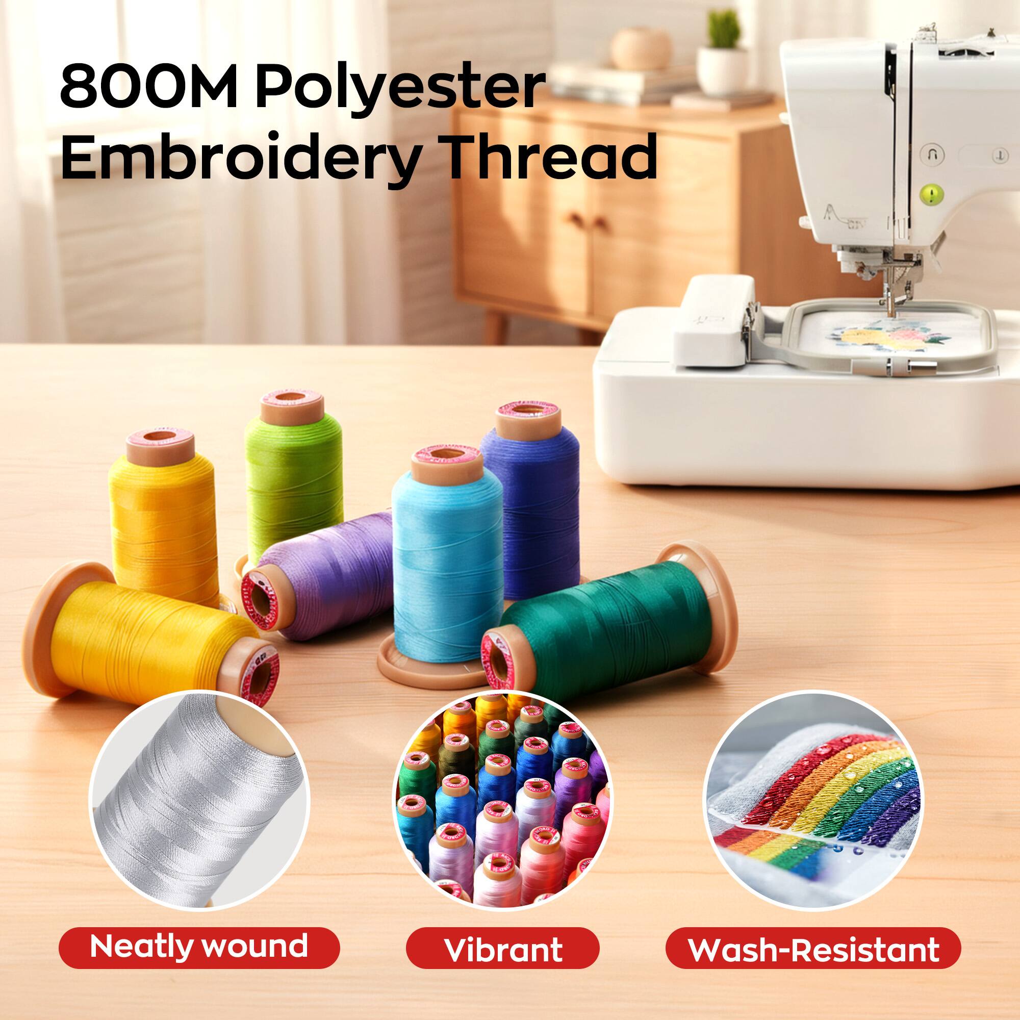 800M Polyester Embroidery Thread

- Neatly wound
- Vibrant
- Wash-Resistant