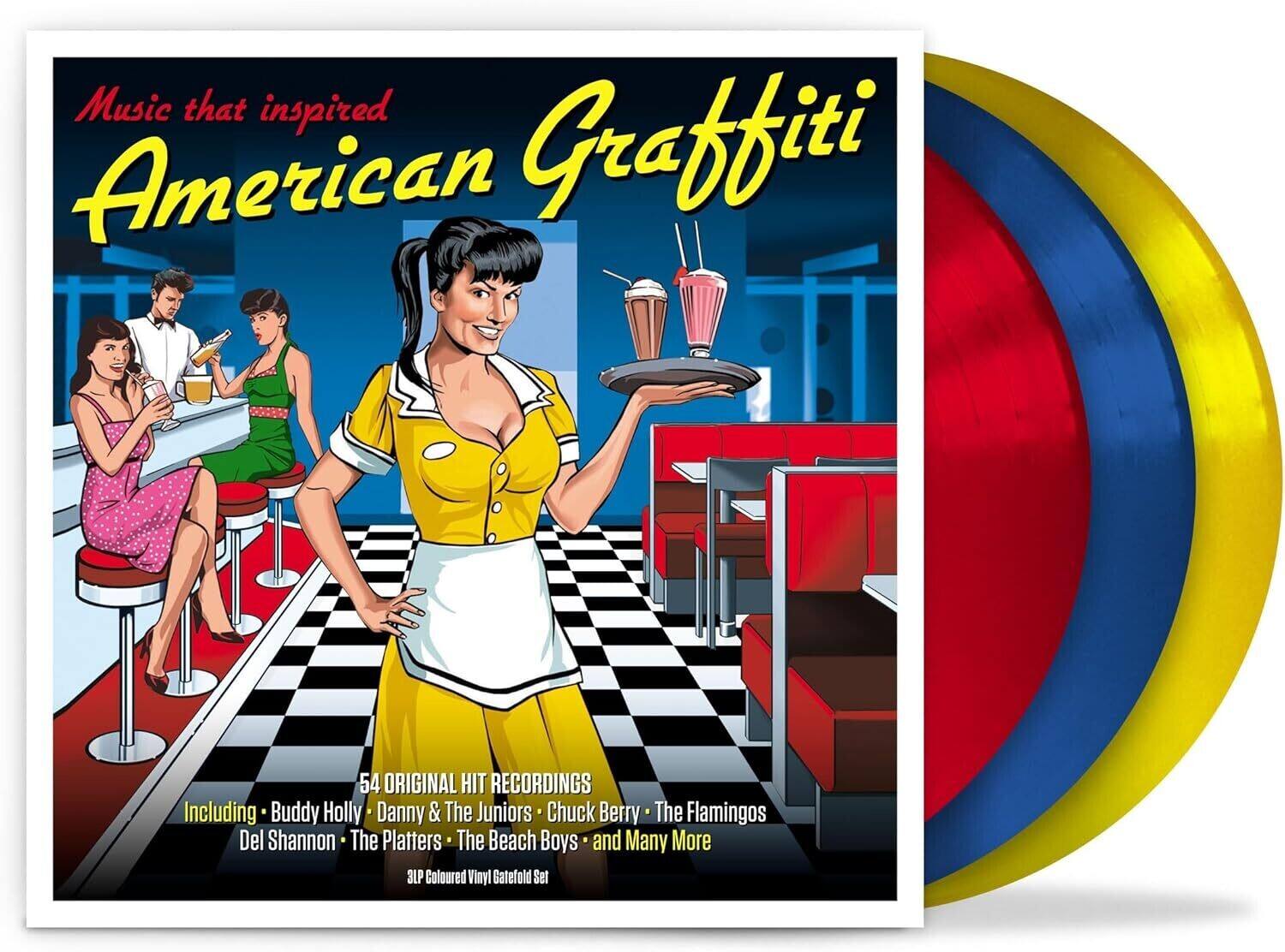 Music that inspired American Graffiti

54 ORIGINAL HIT RECORDINGS

Including Buddy Holly, Danny & The Juniors, Chuck Berry, The Flamingos, Del Shannon, The Platters, The Beach Boys, and Many More

3LP Coloured Vinyl Gatefold Set